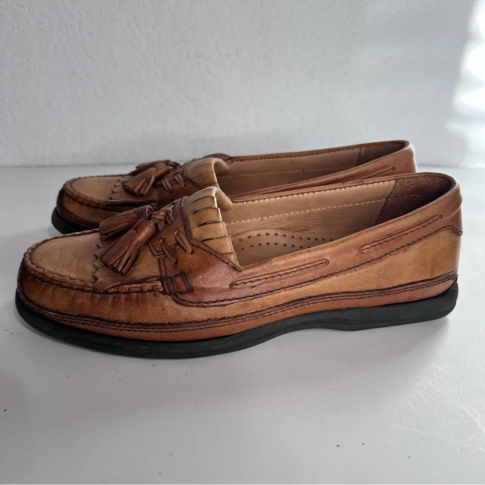 Johnston & Murphy Brown Tan Leather Loafers Slip On Size 8